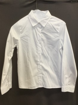 Childrens, Blouse, FRENCH TOAST, White, Cotton, Polyester, Solid, 16, Button Front, Collar Attached, Long Sleeves,