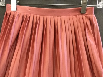 TOPSHOP, Rose Pink, Polyester, Solid, Dark Rose Pleat, 1" Elastic Waistband