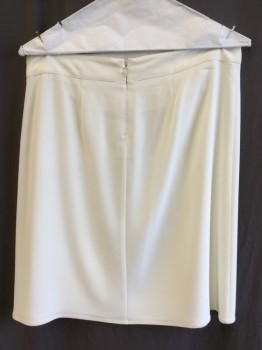 EMPORIO ARMANI, Cream, Acetate, Polyester, Solid, Yoke Waistband, 2 Layers Flap Front Zip Back, Flare Bottom