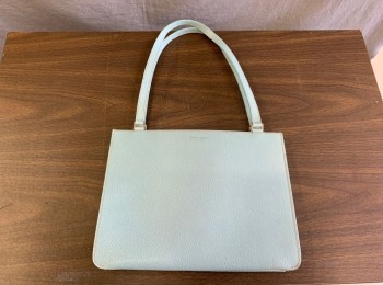 Womens, Purse, KATE SPADE, Lt Blue, Leather, Solid, Rectangular, Self Leather Handles, Ecru Twill Lining, Snap Closure