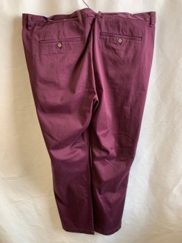 TOMMY BAHAMA, Red Burgundy, Cotton, Lyocell, Solid, F.F, Zip Front, Button Closure, 4 Pockets