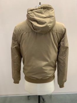 DIVIDED, Khaki Brown, Polyester, High Neck, Hood With Drawstring, 2 Pockets, Ribbed Waist & Cuffs