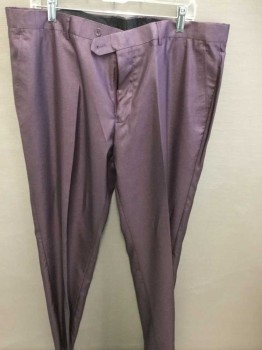 RETRO PARIS, Purple, Solid, Pants, Flat Front