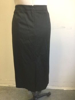 JONES NEW YORK, Black, Rayon, Polyester, Solid, Pencil Fit, Hem Below Knee, 1.5" Wide Self Waistband, Invisible Zipper at Center Back, Vent at Center Back Hem