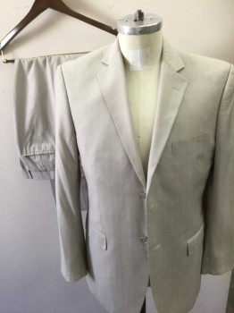 VITARELLI, Beige, Polyester, Stripes - Vertical , Single Breasted, 2 Buttons,  Notched Lapel, Self Woven Stripes
