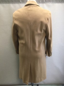 Mens, Coat, Overcoat, NAUTICA, Camel Brown, Wool, 44R, Single Breasted, 3 Buttons,  2 Pockets,