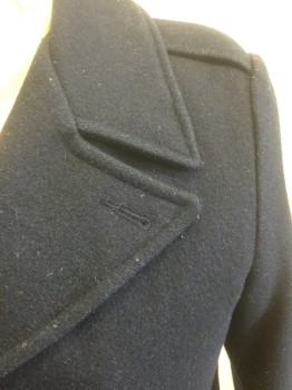 Mens, Coat, LAKEWOOD, Navy Blue, Wool, Solid, 36S, Pea Coat, Double Breasted, 6 Buttons,