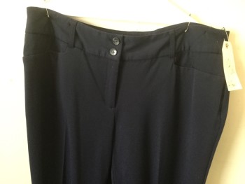 ALFANI, Navy Blue, Polyester, Rayon, Solid, Flat Front, 2 Pockets,