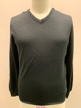 Mens, Pullover Sweater, MARCO FIORI, Black, Wool, Acrylic, Solid, XL, Knit, Long Sleeves, V-neck