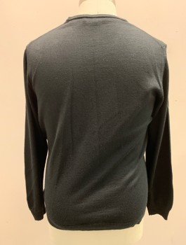 Mens, Pullover Sweater, MARCO FIORI, Black, Wool, Acrylic, Solid, XL, Knit, Long Sleeves, V-neck