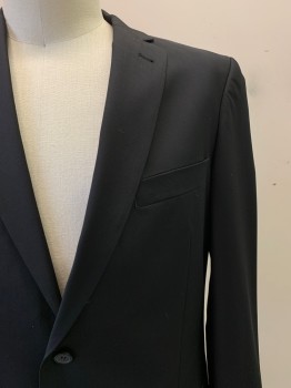 MIKA RATA, Black, Wool, Solid, 2 Buttons, Single Breasted, Notched Lapel, 3 Pockets