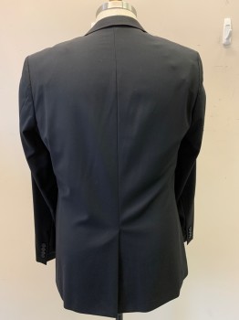 MIKA RATA, Black, Wool, Solid, 2 Buttons, Single Breasted, Notched Lapel, 3 Pockets