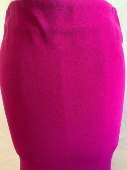 DVF, Magenta Pink, Polyester, Acetate, Solid, Below Knee Length Skirt, Slits at Side Panels, Darts in Back, Zipper at Center Back