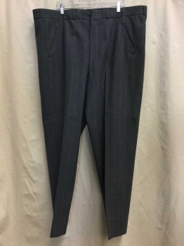 Mens, 1920s Vintage, Suit, Pants, MTO, Blue, Gray, Wool, Heathered, Stripes, I:Open, W:42, Flat Front, Zip Fly, 2 Side Pockets, Belt Loops, **Mended Near Crotch