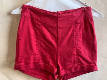 COOPERATIVE, Raspberry Pink, Cotton, Spandex, Solid, No Waist Band Front Center, Flat Front, Zip Back, 2 Pockets Back, with Cuff Hem