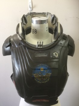 Unisex, Sci-Fi/Fantasy Piece 1, MTO, Brown, Black, Plastic, Solid, S, Hard Shell Harness to Hold Helmet. Side Attachments, Magnet Cases Over Old Phones to Light Face