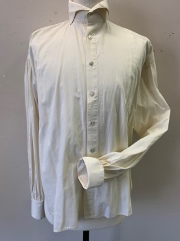 Mens, Historical Fiction Shirt, MTO, Ecru, Cotton, Diamonds, 15, Long Sleeves, Collar Attached, Button Front Placket, Novelty Collar, Gathers at Shoulders, Fold Up Button Cuffs, Gathers at Back Neck