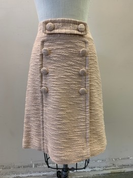 MILLY, Beige, Cotton, Wool, Self Pattern, Faux Button Front, Two Rows of Buttons, Zip Side