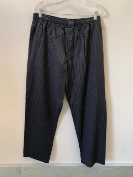 POLO RALPH LAUREN, Black, White, Cotton, Grid , PJ Pants, Elastic Waist, 1 Button at Fly Opening, 2 Side Pockets, Goes with Matching Robe (CF017058)