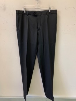MIKA RATA, Black, Wool, Solid, F.F, Side Pockets, Zip Front, Belt Loops