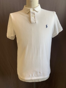 POLO, White, Cotton, Solid, C.A., 2 Buttons, S/S,