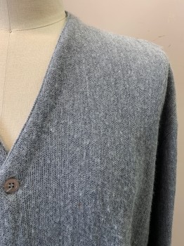 Mens, Sweater, JANTZEN, Gray, Acrylic, Wool, Heathered, Solid, XL, Cardigan, V-N, Button Front