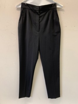 DOLCE & GABBANA, Black, Wool, Polyamide, Solid, High Waist, Double Darts at Each Side of Waist, Tapered Leg, 2 Side Pockets, Zip Fly