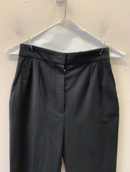 DOLCE & GABBANA, Black, Wool, Polyamide, Solid, High Waist, Double Darts at Each Side of Waist, Tapered Leg, 2 Side Pockets, Zip Fly