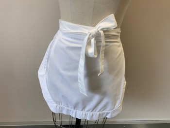Womens, Apron , LADY EDWARDS, White, Cotton, Solid, O/S, Single Pleats @ Waist Band, Belt Loops, Tie Closure
