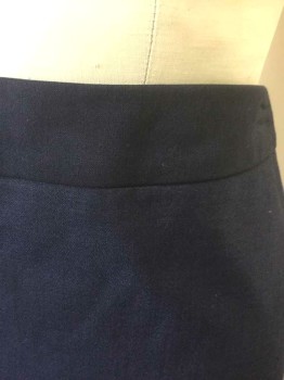 BANANA REPUBLIC, Navy Blue, Wool, Spandex, Solid, Pencil Skirt, 1.5" Wide Self Waistband, Invisible Zipper at Center Back, Knee Length