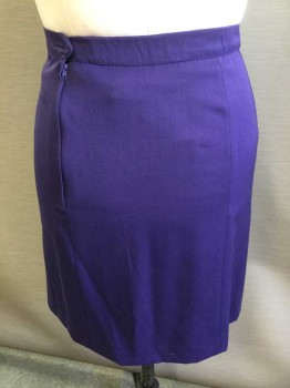 YSL, Purple, Wool, Solid, Pencil Skirt, 1-1/4" Waistband, 2 Hidden Vertical Slant Pockets