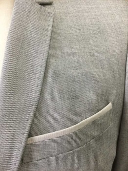 ZARA MAN, Gray, Viscose, Polyester, Single Breasted, 2 Buttons,  4 Pockets, 2 Color Weave of Black and White to Make the Gray, Taupe Pocket Details