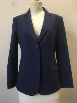 THEORY, Navy Blue, Wool, Elastane, Solid, Navy, 2 Buttons,  Notched Lapel, Collar Attached, 2 Pockets,