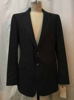 GIVENCHY, Heather Gray, White, Wool, Heathered, Stripes - Pin, Heather Gray, Notched Lapel, Collar Attached, 2 Buttons,  3 Pockets,