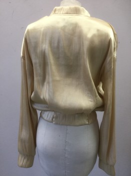 GUESS, Champagne, Polyester, Solid, Silver Zip Front, 2 Snap Pockets, Shiny