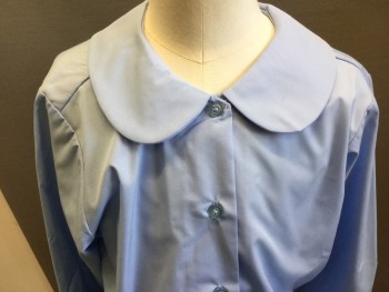 Childrens, Blouse, BECKY THATCHER, Lt Blue, Polyester, Cotton, Solid, 10, Long Sleeves, Button Front, Peter Pan Collar,