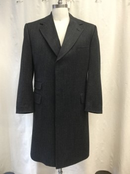 CHESTER BARRY, Gray, Wool, Speckled, Salt and Pepper, 4 Pockets, Back Vent, Notched Lapel, 3 Hidden Button Placket Front, Fully Lined