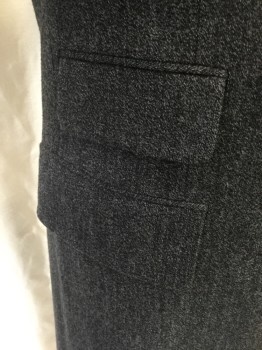 CHESTER BARRY, Gray, Wool, Speckled, Salt and Pepper, 4 Pockets, Back Vent, Notched Lapel, 3 Hidden Button Placket Front, Fully Lined