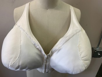 Unisex, Fat Padding, GLAMORISE, White, Nylon, Polyester, Solid, C 50, Drag Queen, Boobs, Front Hooking Bra, Excessive Padding