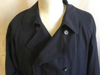 CHAPS-RALPH LAUREN, Black, Lt Brown, Polyester, Viscose, Solid, Long Coat, Collar Attached, Double Breasted, Button Front, DETACHABLE Lining: (Shinny Champagne Upper and Light Brown Bottom), Raglan Long Sleeves with Short Belt & 2 Buttons, Self DETACHABLE Horizontal Quilt Belt