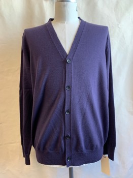 BANANA REPUBLIC, Plum Purple, Wool, Solid, Button Front,