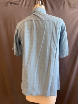 Royal Robbins, Blue, Modal, Polyester, Check , Button Front, Front Pocket, Collar Attached, 7 Buttons