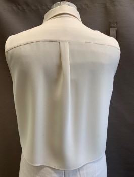 THEORY, Ecru, Triacetate, Polyester, Solid, Button Front, C.A., Slvls, Back Yoke, Shoulder Pads