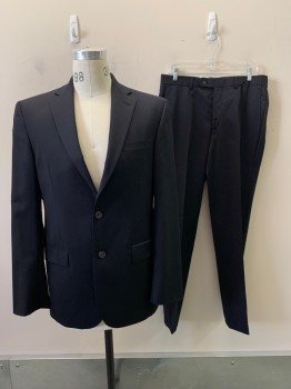 MALIBU CLOTHES, Black, Wool, Solid, 2 Buttons, Single Breasted, Notched Lapel, 3 Pockets