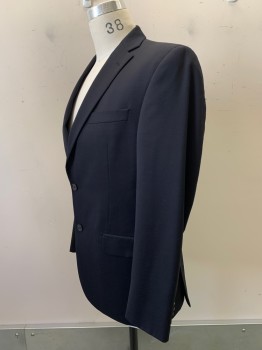 MALIBU CLOTHES, Black, Wool, Solid, 2 Buttons, Single Breasted, Notched Lapel, 3 Pockets