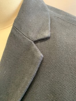 JAMES PERSE, Black, Cotton, Solid, Coarse Woven, Single Breasted, Notched Lapel, 2 Buttons,  2 Patch Pockets, Half Lining, Has Been Altered to Be Smaller