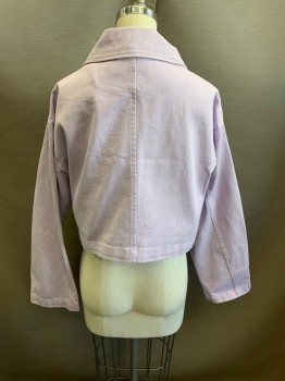Womens, Casual Jacket, ASOS, Lilac Purple, Cotton, PETITE, 00, Collar Attached, Single Breasted, Button Front, Long Sleeves, 3 Pockets, Cropped