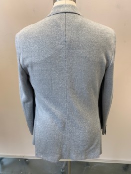 NORDSTROM, Lt Blue, White, Linen, Heathered, Single Breasted, 2 Bttns, 3 Pckts, Notched Lapel, Double Vent, Gray Plastic Buttons