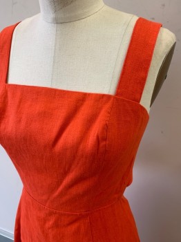 REFORMATION, Red-Orange, Synthetic, Solid, Full Length, Tie Back, Zip Back