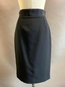 Dolce & Gabbana, Black, Wool, Solid, F.F, Pencil Skirt, Back Zipper, Mini Back Slit